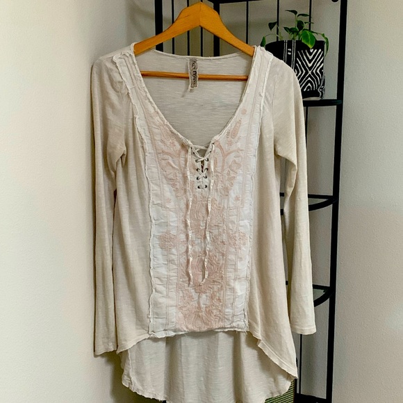 Free People Tops - Free People vintage top, long sleeves, beige/off white